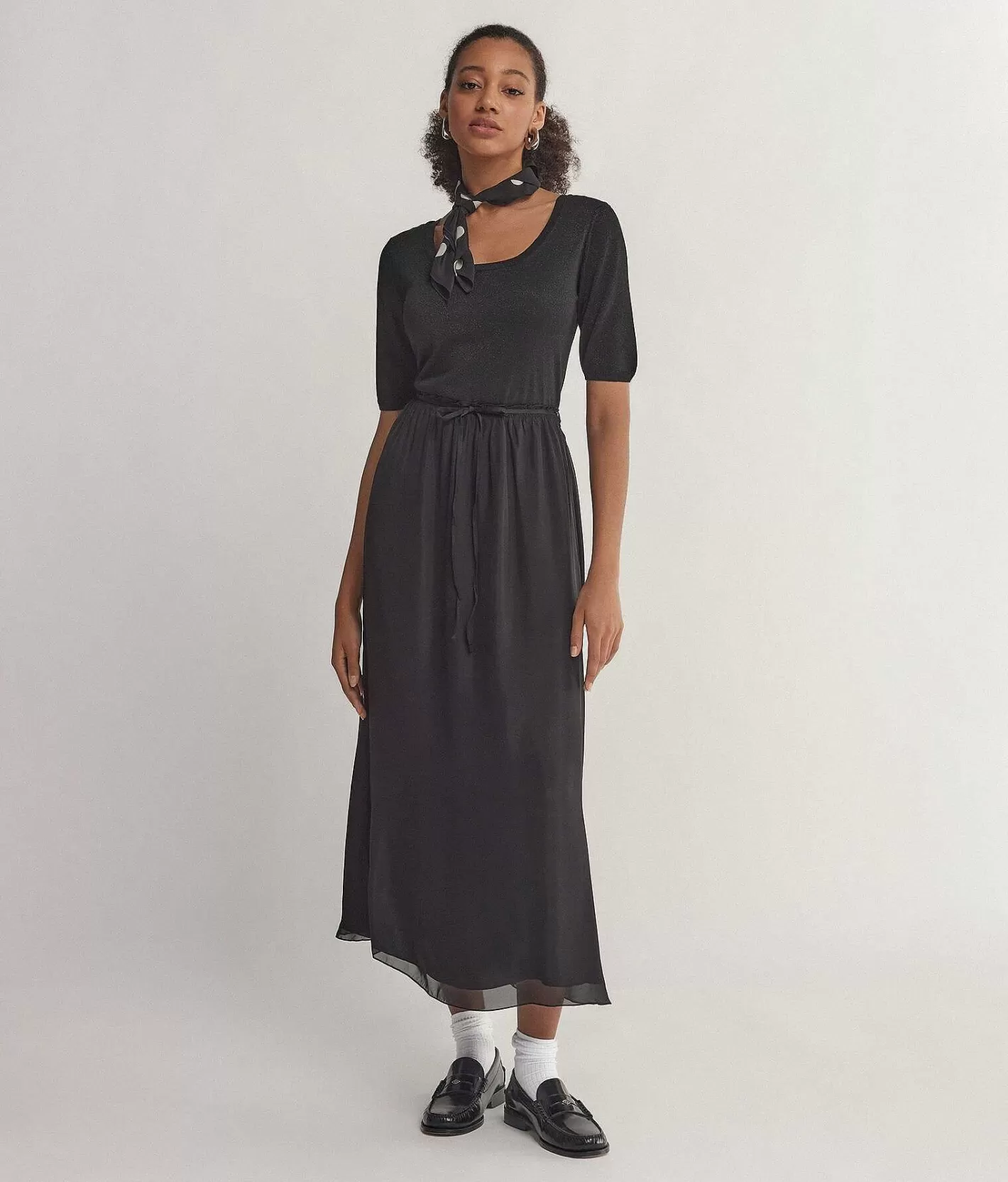 Falconeri Abito In Maglia Lame Con Gonna In Viscosa E Seta Fashion