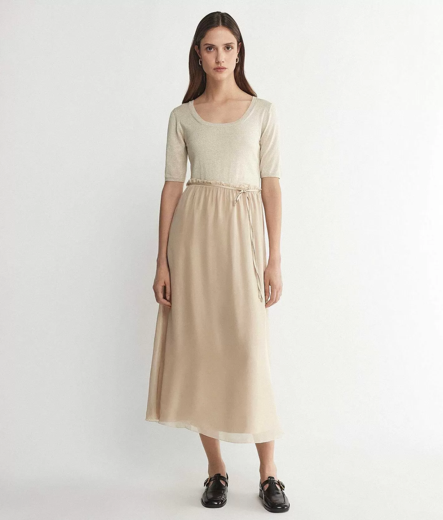 Falconeri Abito In Maglia Lame Con Gonna In Viscosa E Seta Shop