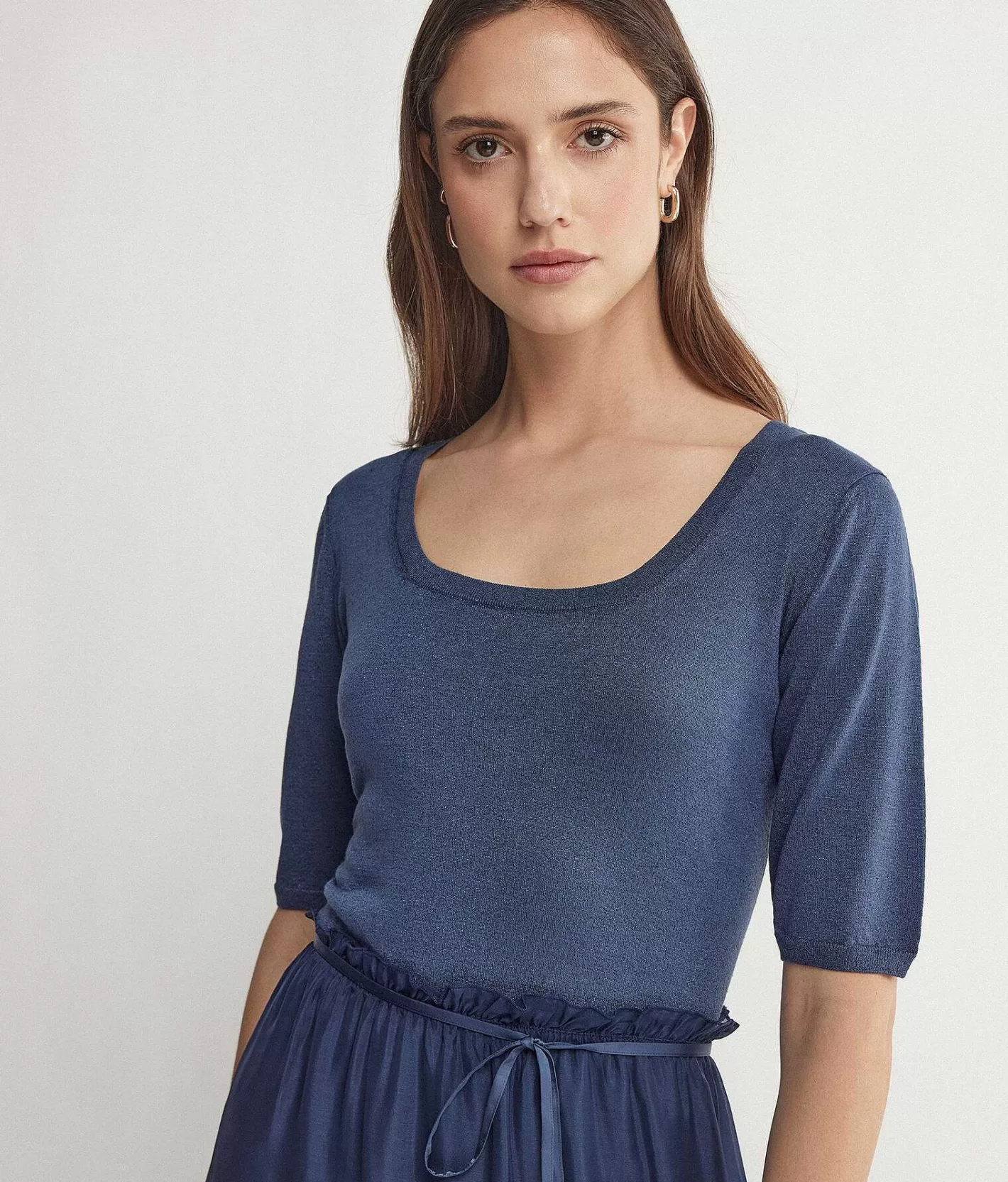 Falconeri Abito In Maglia Lame Con Gonna In Viscosa E Seta New