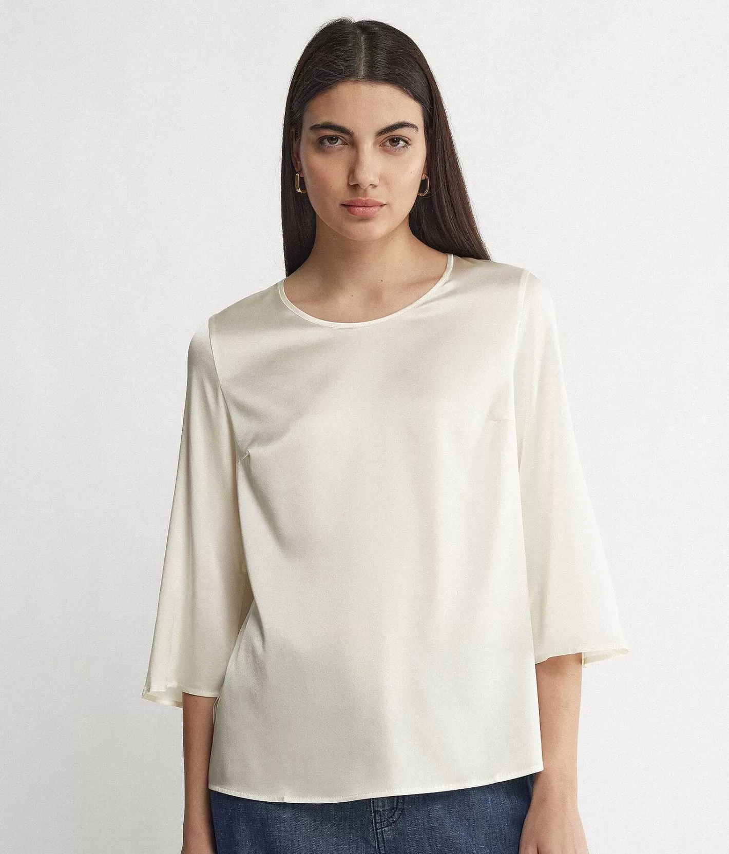 Falconeri Blusa Girocollo In Raso Seta Sale