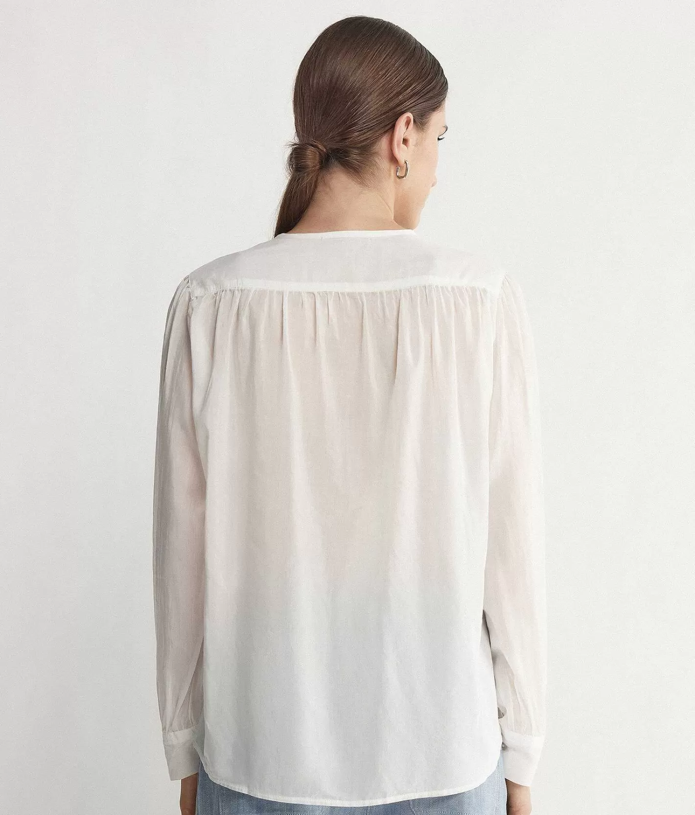 Falconeri Camicia Con Collo Alla Coreana A Maniche Lunghe In Mussola Store