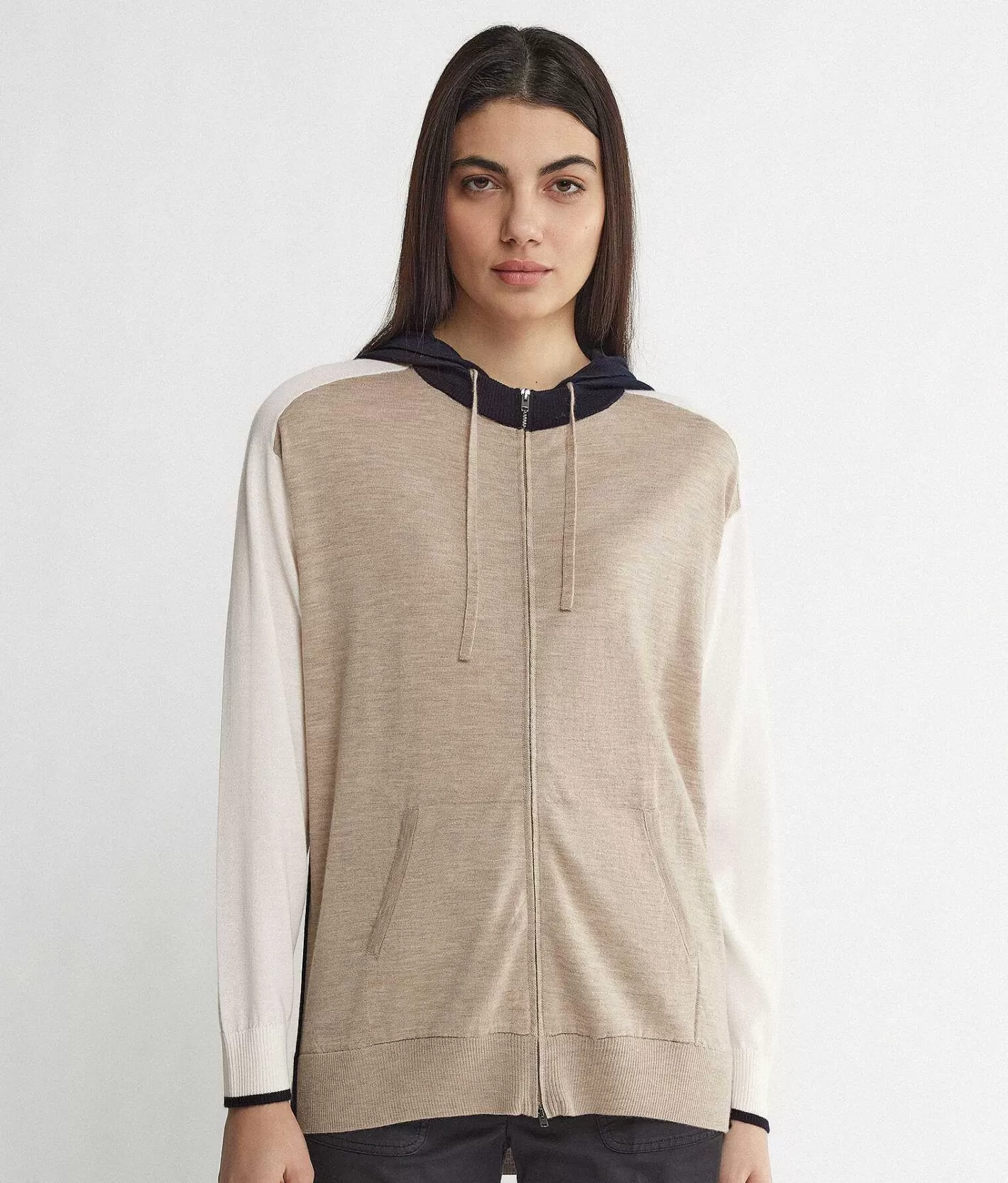 Falconeri Felpa Zip Cashmere Color Block Flash Sale