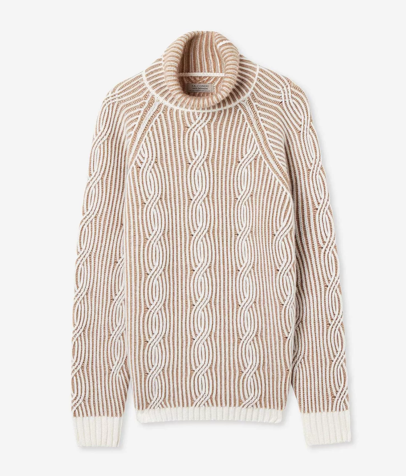 Falconeri Maglia Collo Alto In Cashmere Ultrasoft Trecce Bicolore Sale