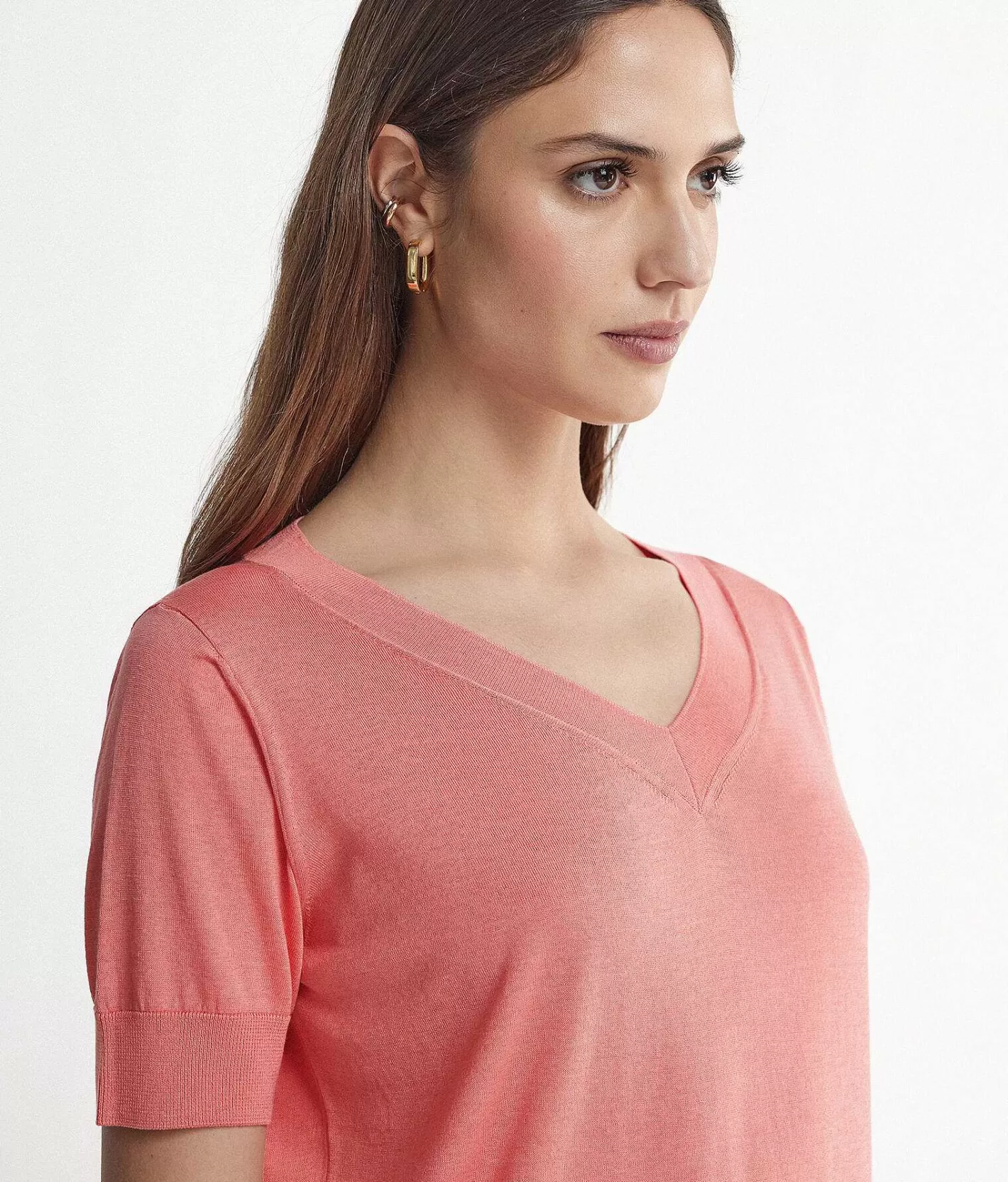Falconeri Maglia Con Scollo A V A Maniche Corte In Seta Cotone Best