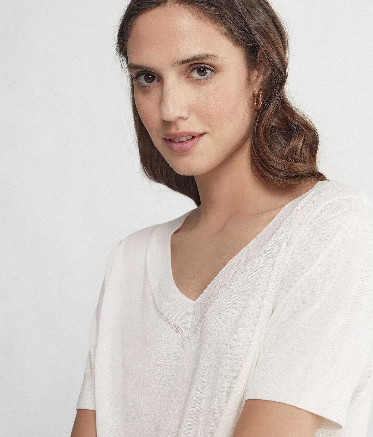 Falconeri Maglia Con Scollo A V A Maniche Corte In Seta Cotone Outlet