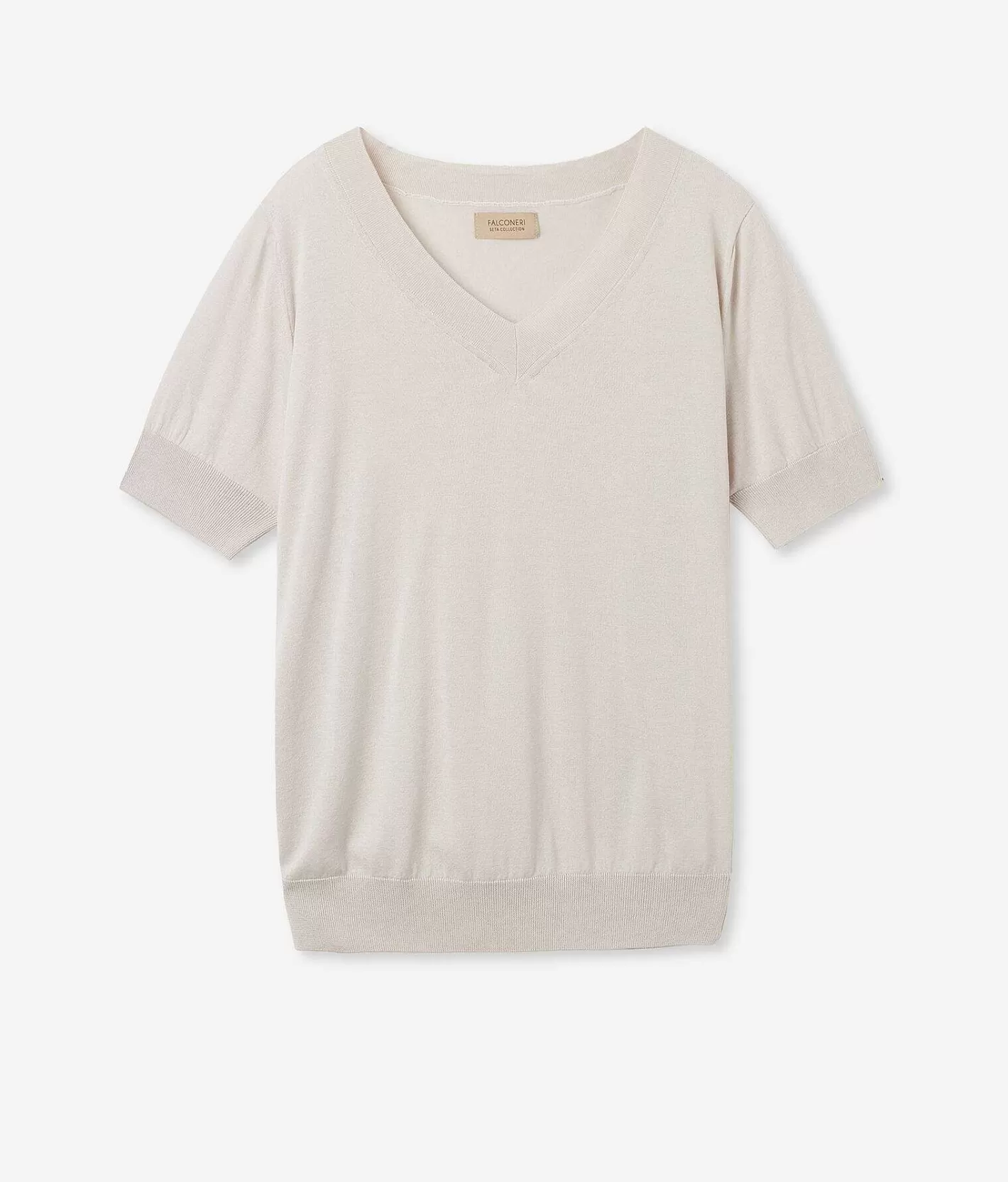 Falconeri Maglia Con Scollo A V A Maniche Corte In Seta Cotone Outlet