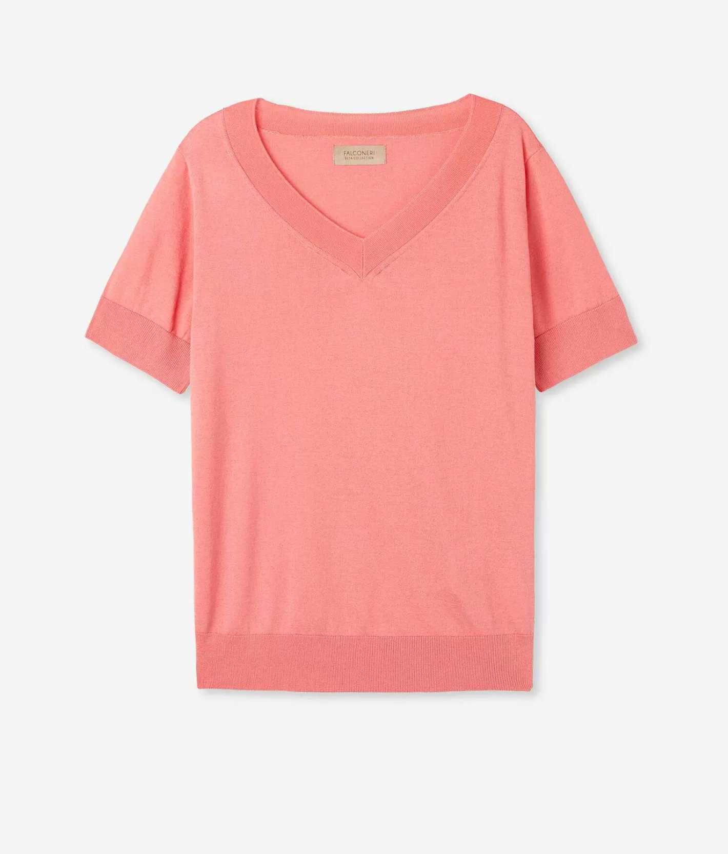 Falconeri Maglia Con Scollo A V A Maniche Corte In Seta Cotone Best