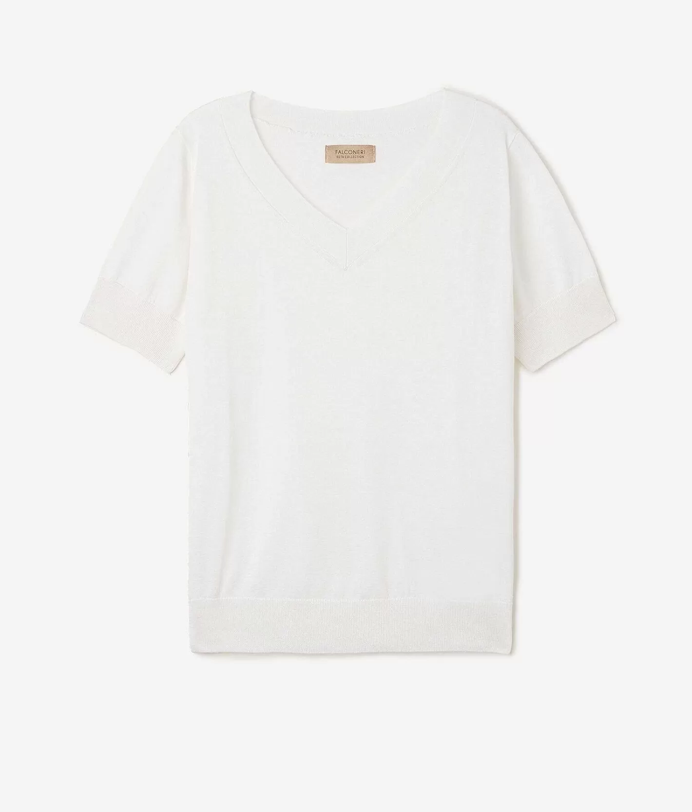 Falconeri Maglia Con Scollo A V A Maniche Corte In Seta Cotone Outlet