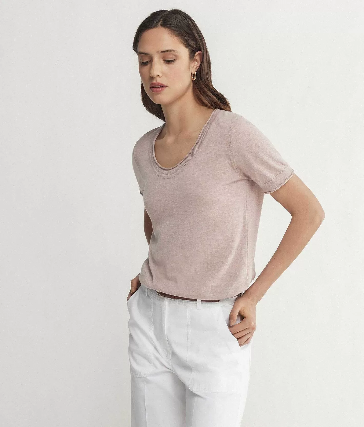 Falconeri Maglia Con Scollo Ampio A Maniche Corte Store