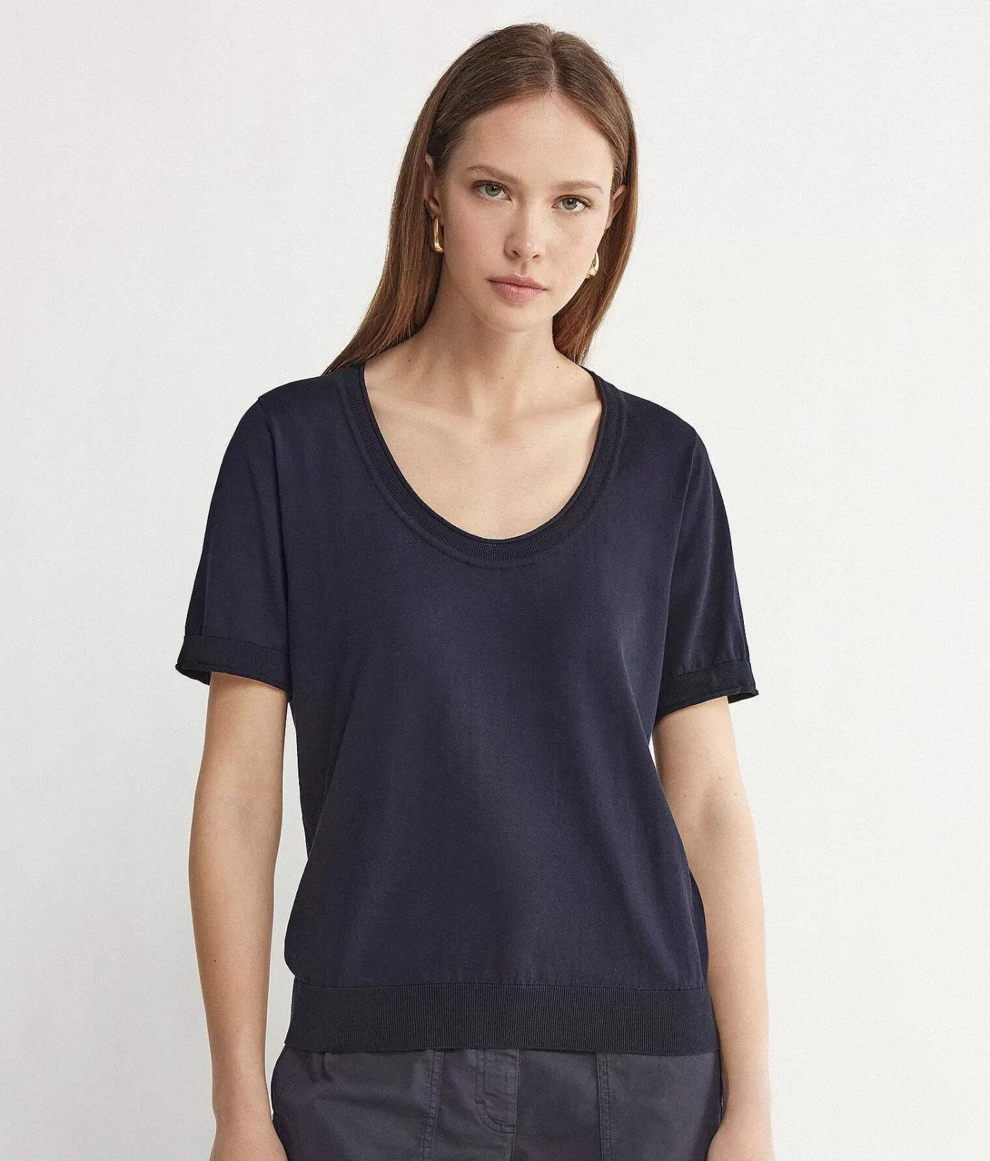 Falconeri Maglia Con Scollo Ampio A Maniche Corte Fashion