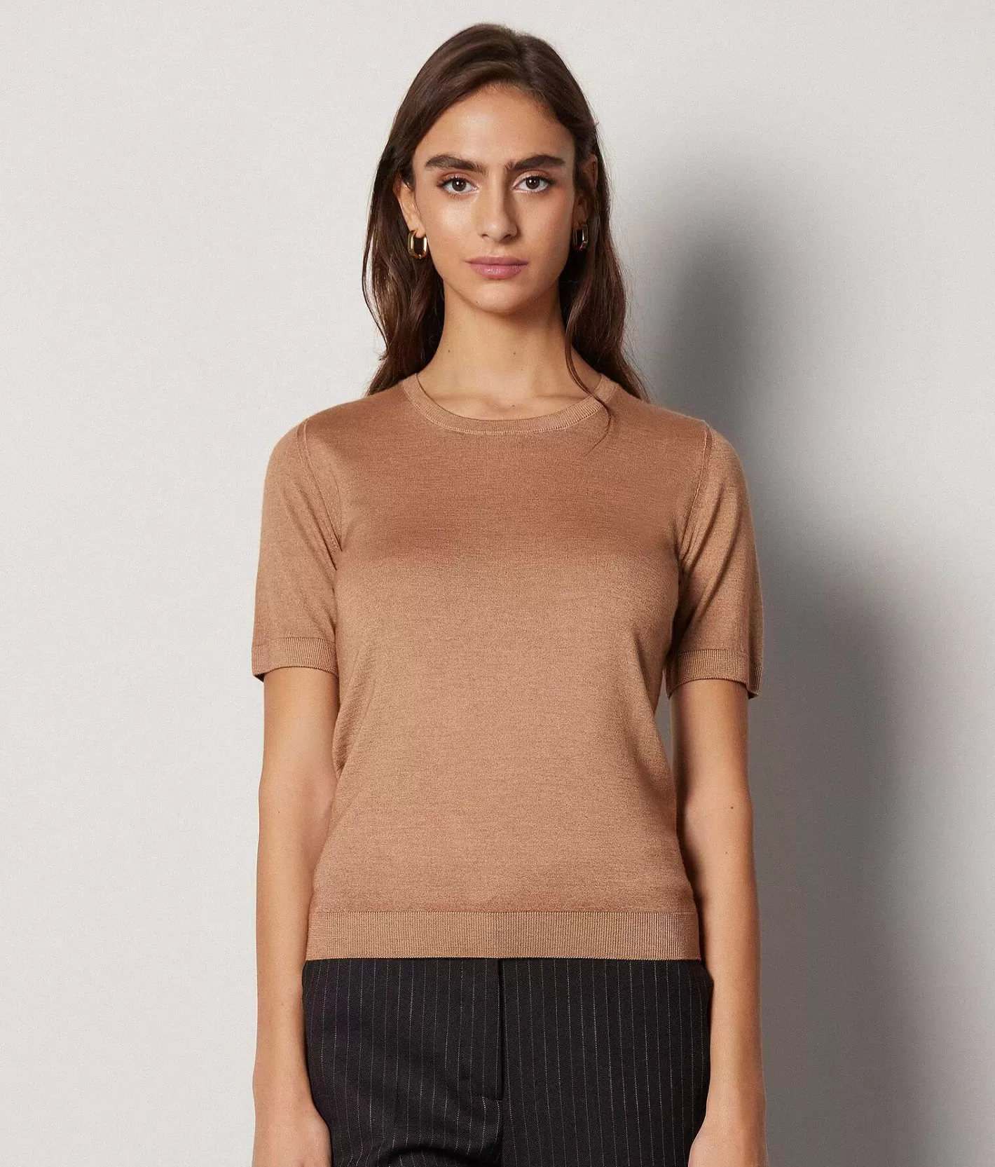 Falconeri Maglia Girocollo Maniche Corte In Cashmere Ultrafine Best Sale