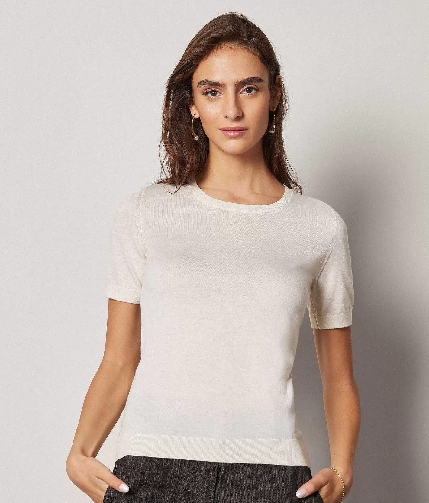 Falconeri Maglia Girocollo Maniche Corte In Cashmere Ultrafine Cheap