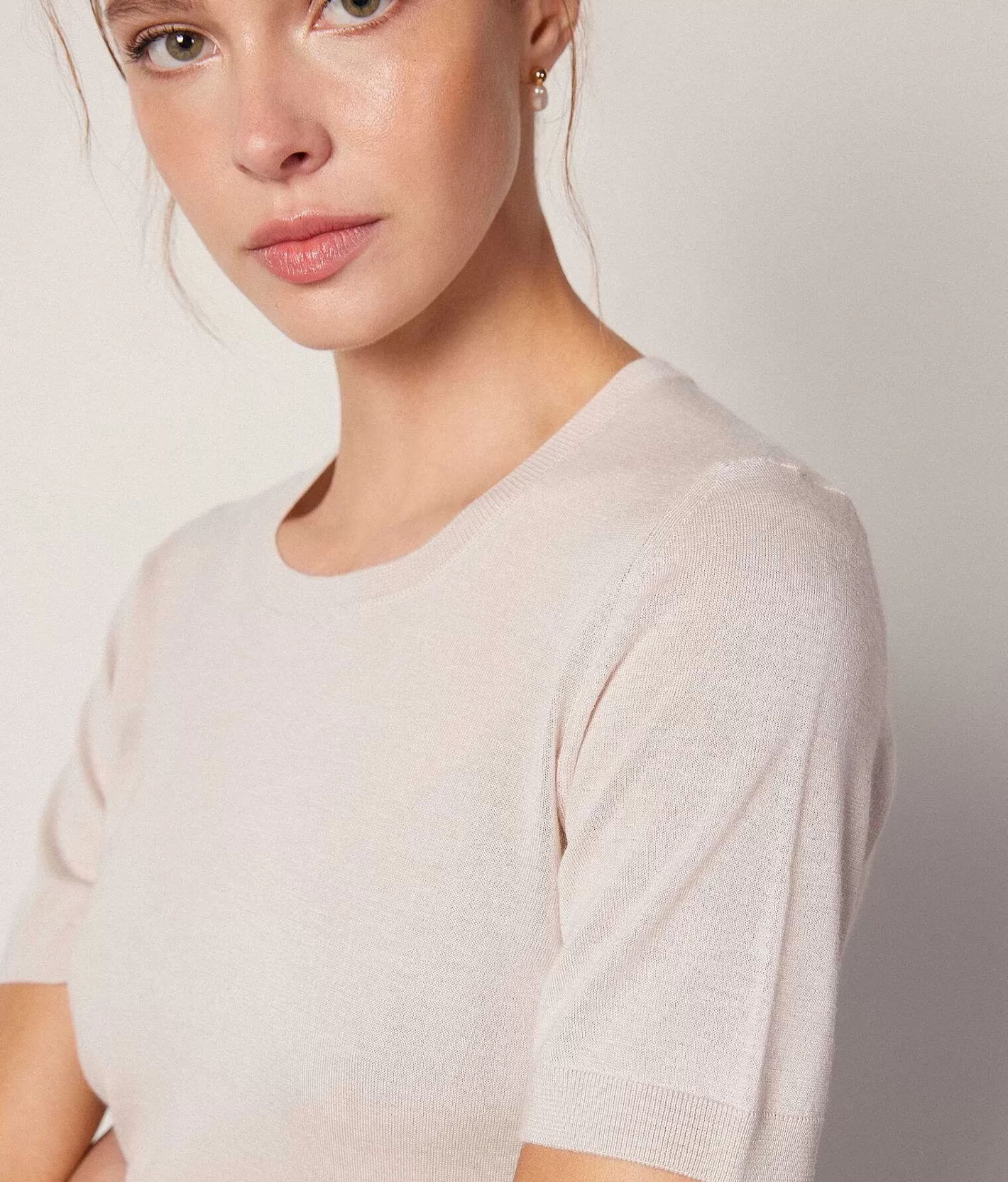 Falconeri Maglia Girocollo Maniche Corte In Cashmere Ultrafine Sale